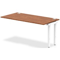 Impulse 1 Person Bench Desk Extension, 1600mm (800mm Deep), White Frame, Walnut