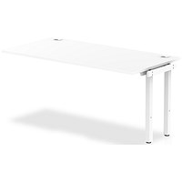 Impulse 1 Person Bench Desk Extension, 1600mm (800mm Deep), White Frame, White