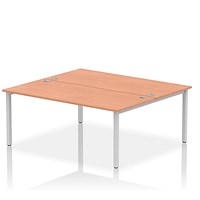 Impulse Bench B2B 2 Person 1800 Silver Frame Office Bench Desk Beech