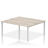 Impulse Bench B2B 2 Person 1800 Silver Frame Office Bench Desk Grey Oak