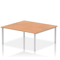 Impulse Bench B2B 2 Person 1800 Silver Frame Office Bench Desk Oak
