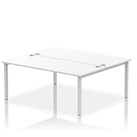 Impulse Bench B2B 2 Person 1800 Silver Frame Office Bench Desk White