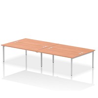 Impulse Bench B2B 4 Person 1800 Silver Frame Office Bench Desk Beech