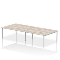 Impulse Bench B2B 4 Person 1800 Silver Frame Office Bench Desk Grey Oak