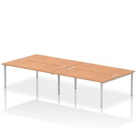 Impulse Bench B2B 4 Person 1800 Silver Frame Office Bench Desk Oak Impulse Bench B2B 4 Person 1800 Silver Frame Office Bench Desk Oak