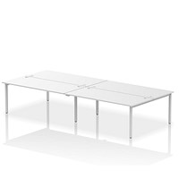 Impulse Bench B2B 4 Person 1800 Silver Frame Office Bench Desk White