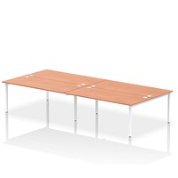 Impulse Bench B2B 4 Person 1800 White Frame Office Bench Desk Beech