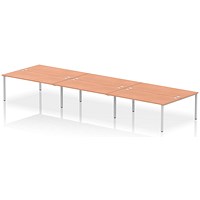 Impulse Bench B2B 6 Person 1800 Silver Frame Office Bench Desk Beech