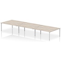 Impulse Bench B2B 6 Person 1800 Silver Frame Office Bench Desk Grey Oak