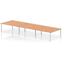 Impulse Bench B2B 6 Person 1800 Silver Frame Office Bench Desk Oak