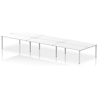 Impulse Bench B2B 6 Person 1800 Silver Frame Office Bench Desk White