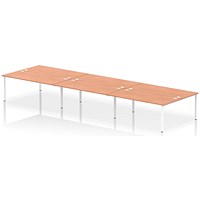 Impulse Bench B2B 6 Person 1800 White Frame Office Bench Desk Beech