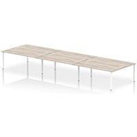 Impulse Bench B2B 6 Person 1800 White Frame Office Bench Desk Grey Oak