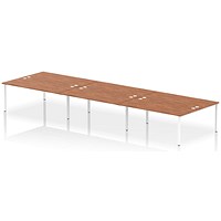 Impulse Bench B2B 6 Person 1800 White Frame Office Bench Desk Walnut