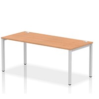 Impulse Bench Single Row 1800 Silver Frame Office Bench Desk Oak