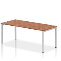 Impulse Bench Single Row 1800 Silver Frame Office Bench Desk Walnut