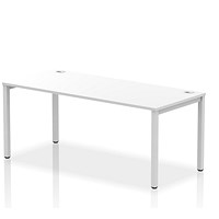 Impulse Bench Single Row 1800 Silver Frame Office Bench Desk White