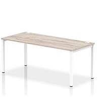 Impulse Bench Single Row 1800 White Frame Office Bench Desk Grey Oak