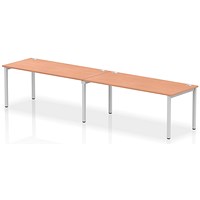 Impulse Bench Single Row 2 Person 1800 Silver Frame Office Bench Desk Beech