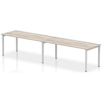Impulse Bench Single Row 2 Person 1800 Silver Frame Office Bench Desk Grey Oak