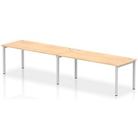 Impulse Bench Single Row 2 Person 1800 Silver Frame Office Bench Desk Maple
