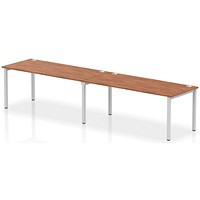 Impulse Bench Single Row 2 Person 1800 Silver Frame Office Bench Desk Walnut