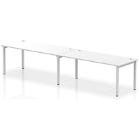 Impulse Bench Single Row 2 Person 1800 Silver Frame Office Bench Desk White