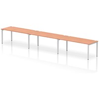 Impulse Bench Single Row 3 Person 1800 Silver Frame Office Bench Desk Beech