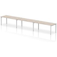 Impulse Bench Single Row 3 Person 1800 Silver Frame Office Bench Desk Grey Oak