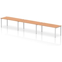 Impulse Bench Single Row 3 Person 1800 Silver Frame Office Bench Desk Oak