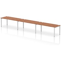 Impulse Bench Single Row 3 Person 1800 Silver Frame Office Bench Desk Walnut