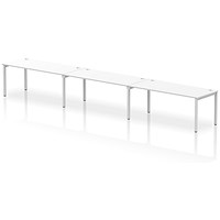 Impulse Bench Single Row 3 Person 1800 Silver Frame Office Bench Desk White