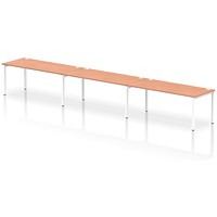 Impulse Bench Single Row 3 Person 1800 White Frame Office Bench Desk Beech