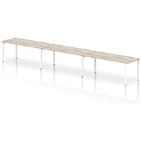 Impulse Bench Single Row 3 Person 1800 White Frame Office Bench Desk Grey Oak