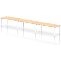 Impulse Bench Single Row 3 Person 1800 White Frame Office Bench Desk Maple