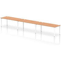 Impulse Bench Single Row 3 Person 1800 White Frame Office Bench Desk Oak