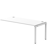 Impulse Bench Single Row Ext Kit 1800 Silver Frame Office Bench Desk White