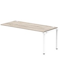 Impulse Bench Single Row Ext Kit 1800 White Frame Office Bench Desk Grey Oak