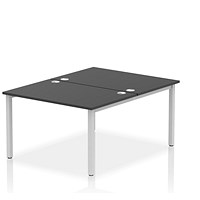 Impulse Bench B2B 2 Person 1200 Silver Frame Office Bench Desk Black