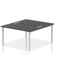 Impulse Bench B2B 2 Person 1400 Silver Frame Office Bench Desk Black