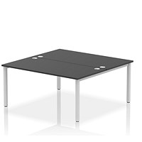Impulse Bench B2B 2 Person 1600 Silver Frame Office Bench Desk Black