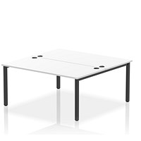 Impulse Bench B2B 2 Person 1600 Black Frame Office Bench Desk White