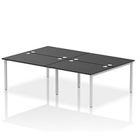 Impulse Bench B2B 4 Person 1200 Silver Frame Office Bench Desk Black