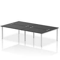 Impulse Bench B2B 4 Person 1400 Silver Frame Office Bench Desk Black