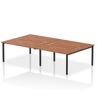 Impulse Bench B2B 4 Person 1400 Black Frame Office Bench Desk Walnut Impulse Bench B2B 4 Person 1400 Black Frame Office Bench Desk Walnut