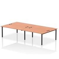 Impulse Bench B2B 4 Person 1600 Black Frame Office Bench Desk Beech