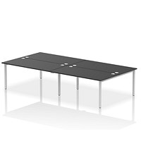 Impulse Bench B2B 4 Person 1600 Silver Frame Office Bench Desk Black