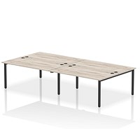 Impulse Bench B2B 4 Person 1600 Black Frame Office Bench Desk Grey Oak