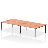 Impulse Bench B2B 4 Person 1800 Black Frame Office Bench Desk Beech