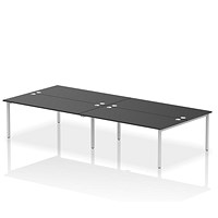 Impulse Bench B2B 4 Person 1800 Silver Frame Office Bench Desk Black